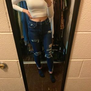 American Eagle High Waisted Distressed Skinny Jeans